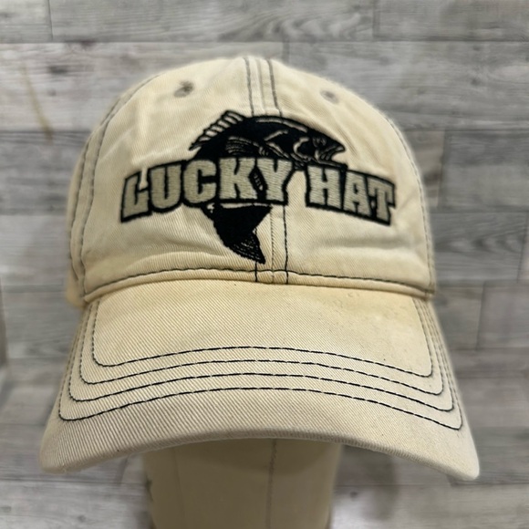 Lucky fishing hat distressed baseball cap hat - Picture 1 of 6
